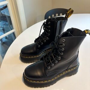 Dr. Martens Jadon 8-Eye Black Leather Platform Boots